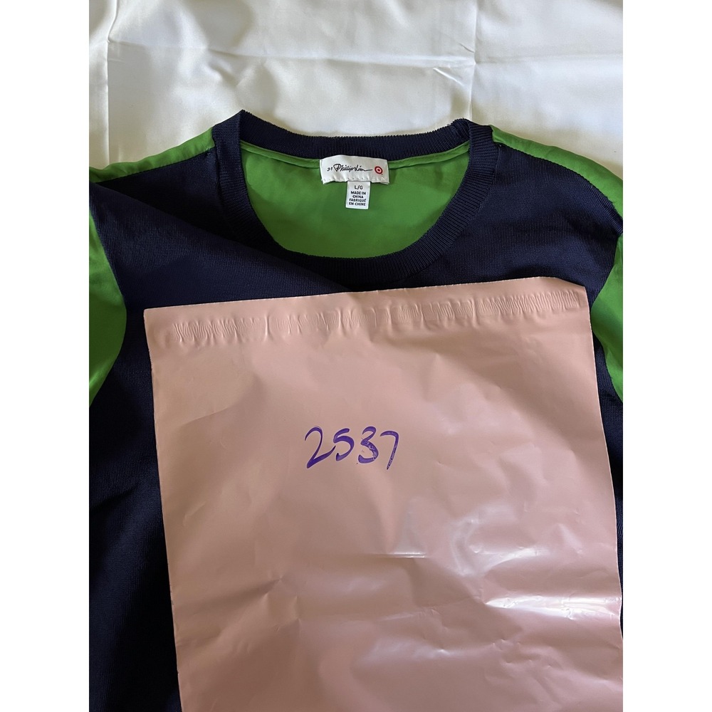 3.1 Phillip Lim for Target Sweater‎ Womens Large Navy Green Mixed Media Pullover - Picture 14 of 14